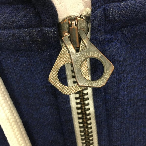 Superdry Men's Small Hoodie Full Zip Navy Blue Sweater - Picture 4 of 6